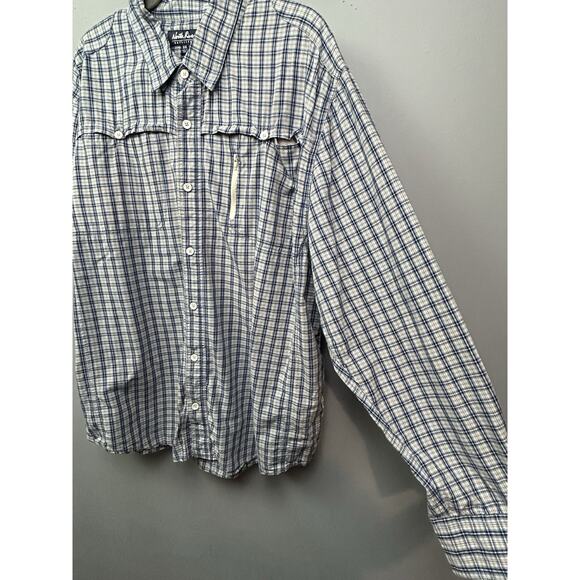 North River Outfitters Fishing Shirt Mens 2XL Blue Khaki Roll Tab Sleeves Vented - Picture 7 of 8
